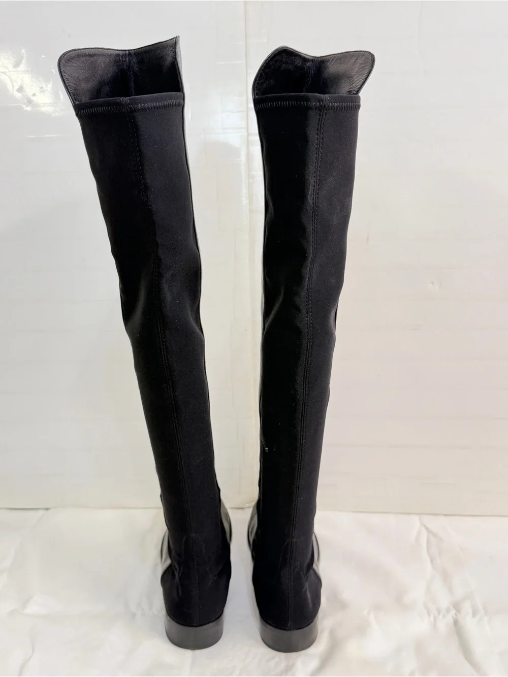 Stuart Weitzman 5050 Black Over-the-Knee Leather Boots, Size 9.5